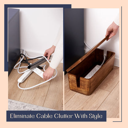 Mango Cable Management Box - Rustic Design (Natural, Large)