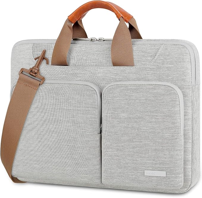 Lacdo 360° Protective Laptop Shoulder Bag, 16 inch Laptop Bag for 16 inch New MacBook Pro M4/M3/M2 /M1 Pro Max A3403 A3186 A2991 A2780 A2485 2024-2019, 15" Surface Laptop 7th Copilot+PC Computer, Gray