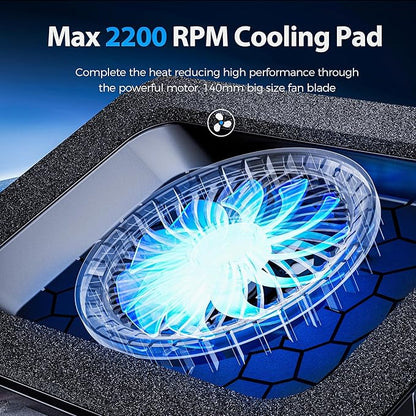 AICHESON Gaming RGB Laptop Cooling Pad with Powerful Cooler Fan, Sealed Foam and Phone Holder for 15-19 inch Laptops and PC Computers