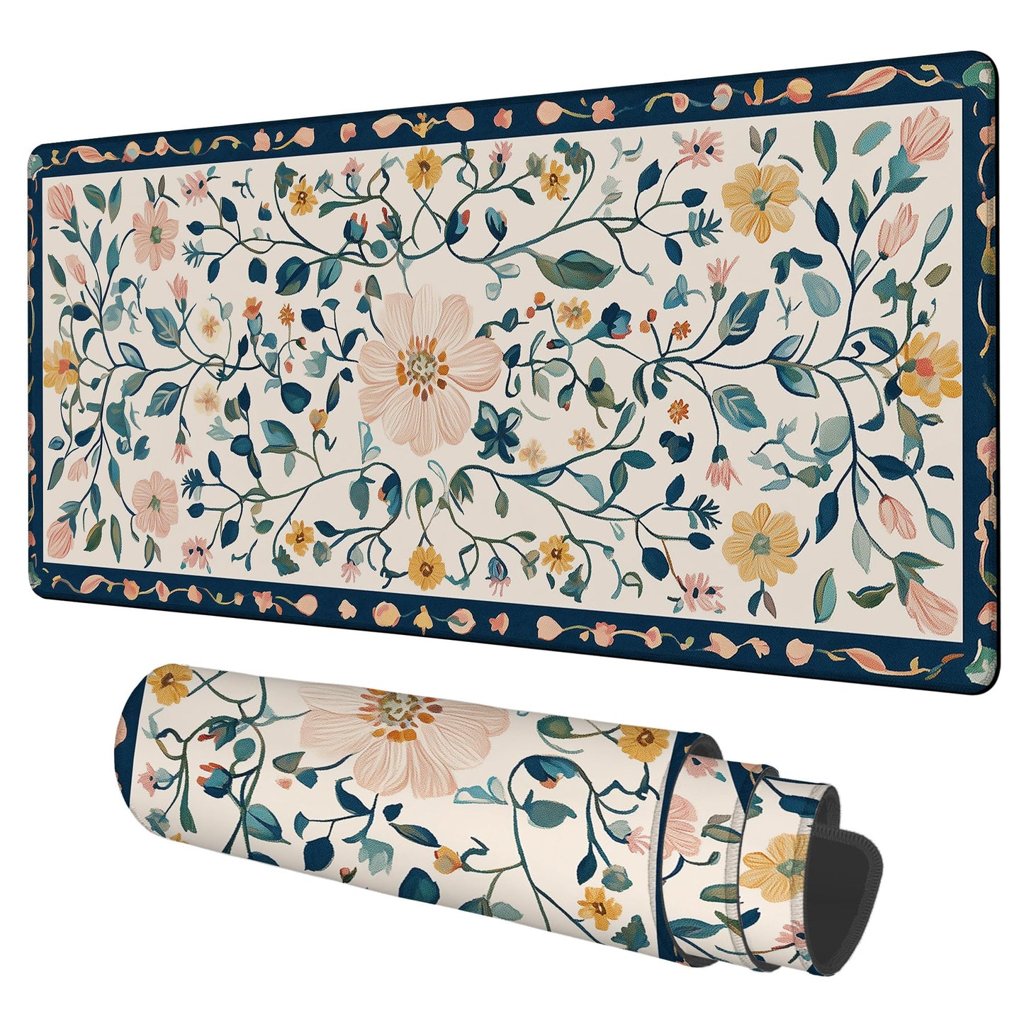 NITAHHHY Gaming Desk Pad Large Extra Length Oriental Decorative Mouse Pad Keyboard Laptop Non-Slip Waterproof with Rubber Base Thick Stitched Edge Mouse Mat for Office Home 35.4 x 15.7 Inches