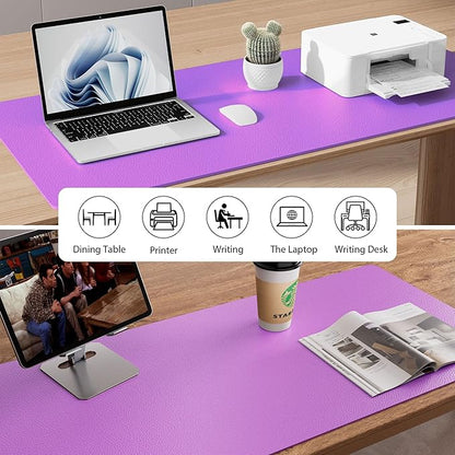Aothia Leather Desk Pad Protector, Mouse Pad, Office Desk Mat, Non-Slip PU Leather Desk Blotter, Laptop Desk Pad, Waterproof Desk Writing Pad for Office and Home (23.6" x 13.7", Iris Violet)