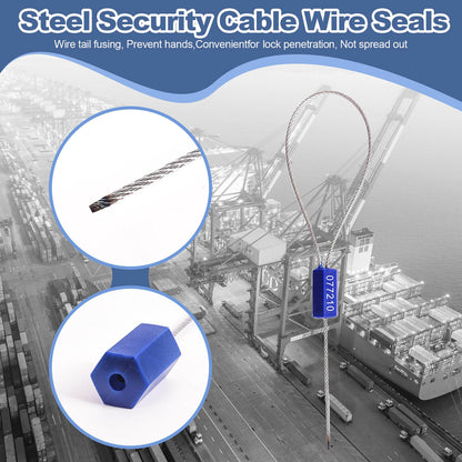 ayktiuf 120 Pieces Security Cable Seals, Metal Number Security Tags for Truck, Trailers, Cargo, Containers, Vans, Oil Tank, Milk Vehicle (Blue, 120 Pack)