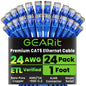 GEARit 24-Pack, Cat5e Ethernet Patch Cable 5 Feet - Snagless RJ45 Computer LAN Network Cord, Blue