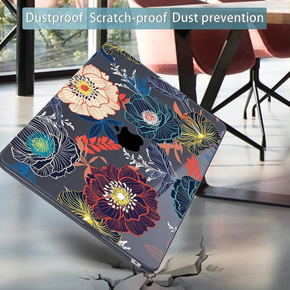 Mektron for 2025 M4 MacBook Air 13.6 Inch A3240 Case Fits 2023 A2681 M2 2024 A3113 M3 Chip with Liquid Retina Display Touch ID, Printed Plastic Hard Shell Cover for MacBook Air 13.6", Dahlia Flowers