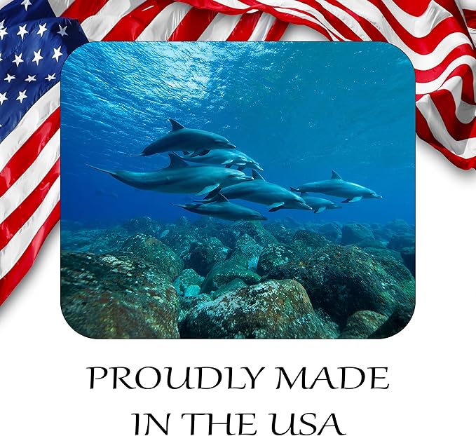 Coastal Shoreline Waves Sandy Beach Theme Mouse Pad Mat Mousepad for Desk Computer Laptop PC Gaming Home or Office Gift (Dolphin Underwater MP20)