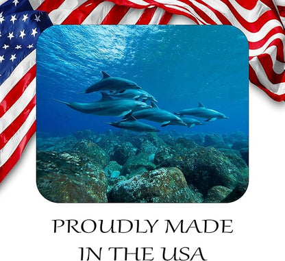 Coastal Shoreline Waves Sandy Beach Theme Mouse Pad Mat Mousepad for Desk Computer Laptop PC Gaming Home or Office Gift (Dolphin Underwater MP20)