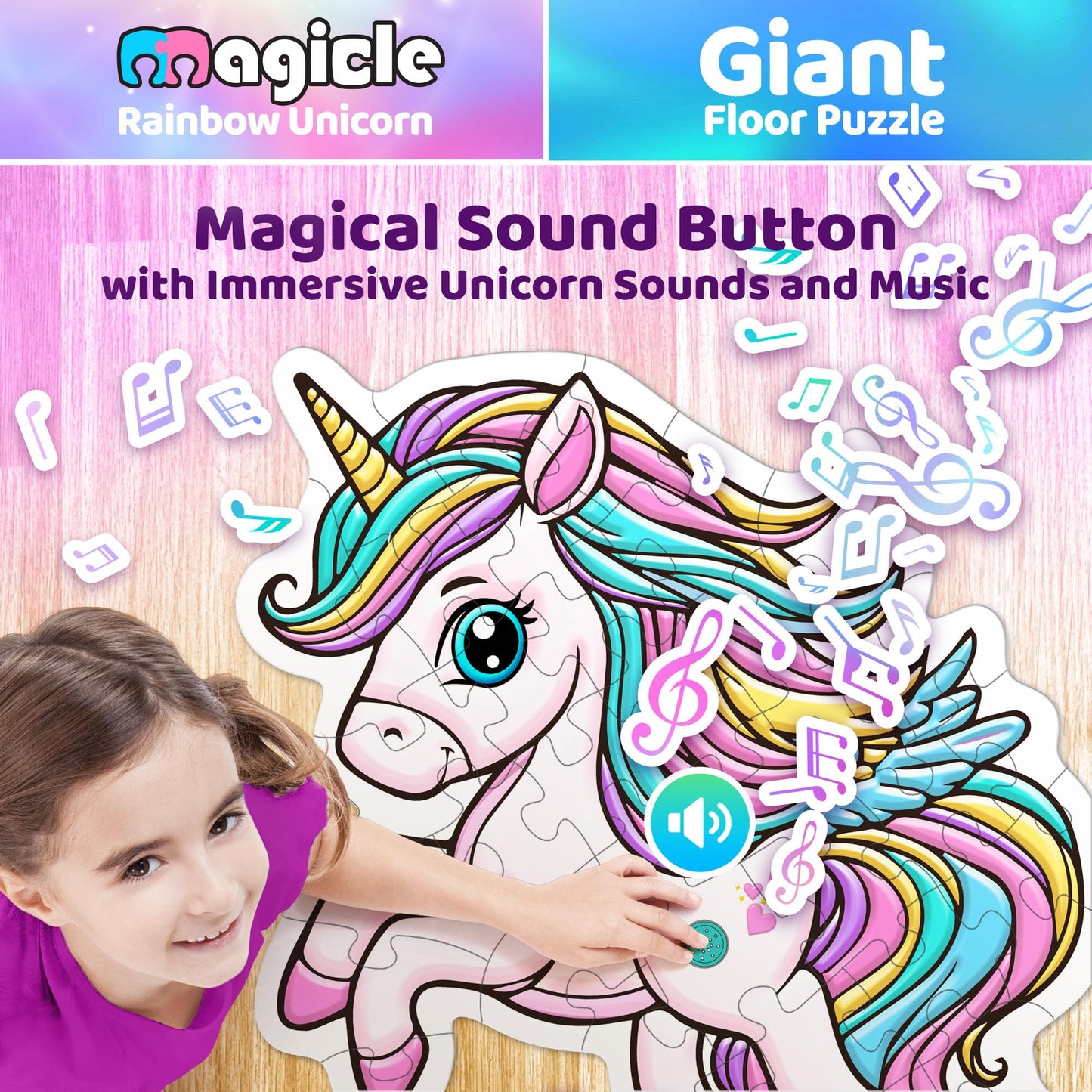 Music & Sound Unicorn Floor Puzzles for Kids Ages 4-6, Large 35 Piece Extra Thick Puzzles, Unicorn Toys for Girls Age 4-6, Toddlers Puzzles Ages 3-5, Gifts for 3 4 5 6 7 8 Year Old Girls