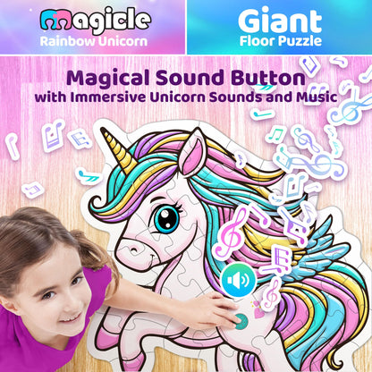 Music & Sound Unicorn Floor Puzzles for Kids Ages 4-6, Large 35 Piece Extra Thick Puzzles, Unicorn Toys for Girls Age 4-6, Toddlers Puzzles Ages 3-5, Gifts for 3 4 5 6 7 8 Year Old Girls