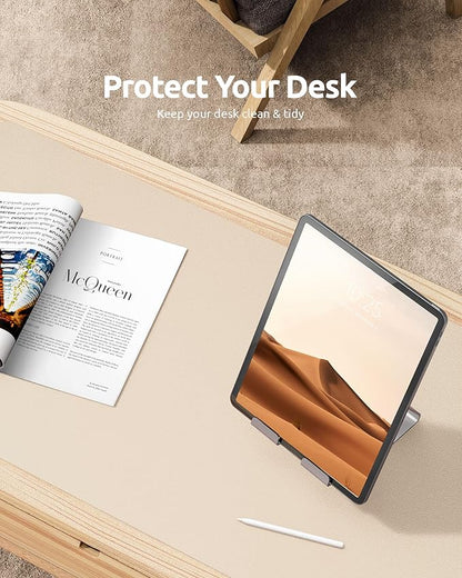 YSAGi Leather Desk Pad Protector, Office Desk Mat, Large Mouse Pad, Non-Slip PU Leather Desk Blotter, Waterproof Laptop Desk Writing Pad for Office and Home (23.6" x 13.8", Eggshell)