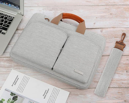 Lacdo 360° Protective Laptop Shoulder Bag, 16 inch Laptop Bag for 16 inch New MacBook Pro M4/M3/M2 /M1 Pro Max A3403 A3186 A2991 A2780 A2485 2024-2019, 15" Surface Laptop 7th Copilot+PC Computer, Gray