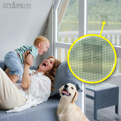 DR.TAPELAB, Grey Window Screen Repair Tape, 2 in X 15 FT, Screen Repair Kit for Windows or Doors, Strong Adhesive Patch Kit Fiberglass Mesh Tape