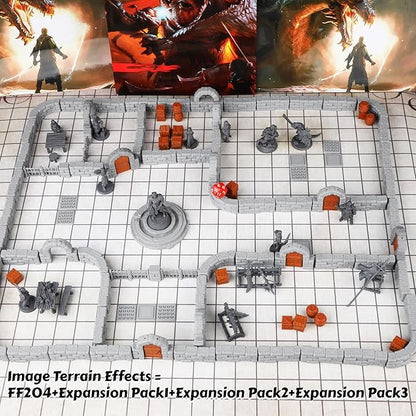 Dungeon Walls 40pcs 28mm Miniature RPG Terrain Modular System DND Building Accessories for Tabletop Role Playing Scenes, Gift of Christmas Halloween for DM (Expansion Pack 2)