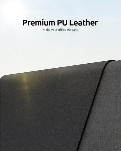 YSAGi Leather Office Desk Pad Protector, Large Mouse Pad, Non-Slip, PU Leather, Laptop Desk Blotter, Waterproof Writing Pad for Office and Home, Black, 23.6" x 13.8"