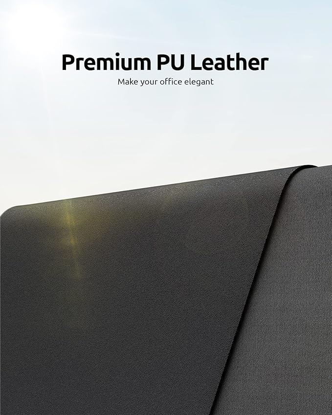 YSAGi Leather Desk Protector, Office Mat, Large Mouse Mat, Non-Slip PU Leather Blotter, Laptop Desk Mat, Waterproof Writing Pad for Office and Home (Black, 31.5" x 15.8")