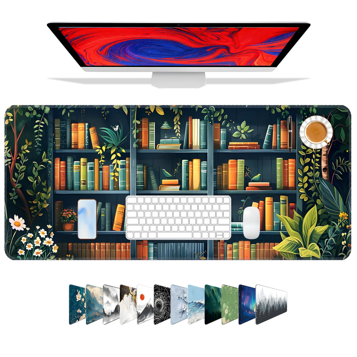 Galdas Mouse Pad For Gaming,XXL XL Large Mouse Mat Long Extended MousePad Desk Mat Non-Slip Rubber Mice Pads Stitched Edges Thin (31.5 x 11.8 x 0.12 Inches) Topographic Map