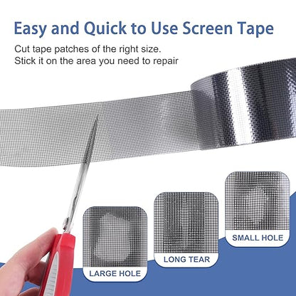 MoHern 2 in x 49 FT Window Screen Repair Kit, Screen Repair Tape Magic Mesh, Strong Adhesive, Waterproof, High Viscosity Screen Patch Repair Kit, Black