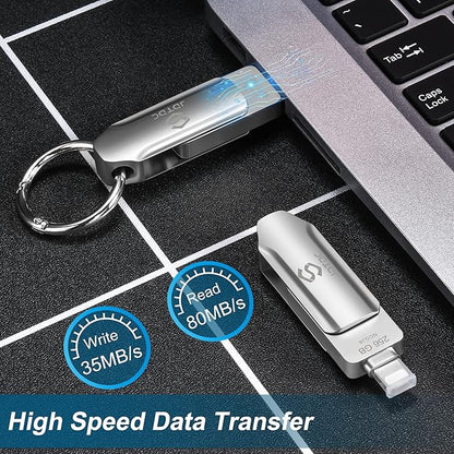 JSL JDTDC Apple MFi Certified 256GB Photo-Storage-Stick-For-iPhone-16-Flash-Drive External-Backup-Storage-iPhone-USB-Drive iPad Lightning USB C Photo-Stick Android Thumb-Drive-for-iPhone-Memory-Stick
