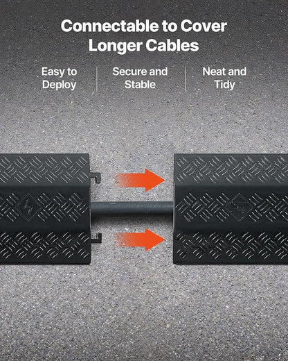 VEVOR 3 Pack Drop Over Cable Cover, 2 Channel Heavy Duty Cable Hose Protector Ramp, 38.3'' Floor Cord Cover, 17,500 lbs/Axle Load Capacity, for Traffic Areas, Indoor, Outdoor, Home, Office, Warehouse