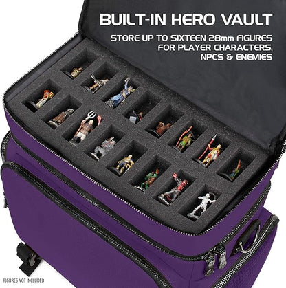 ENHANCE Travel Bag for DND Collector's Edition, Bag Compatible with Dungeons and Dragons, Battle Mat Holder, Dice Pockets and Accessories, Carry 4-8 Books (Purple Dragon)