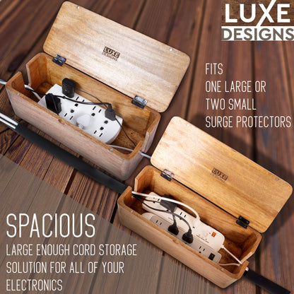 Mango Cable Management Box - Rustic Design (Natural, Large)