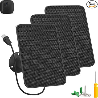 5W Solar Panel for Blink Camera Outdoor, Solar Panel Charger Compatible with Blink Outdoor 4 (4th Gen) Camera, Solar Panel w/Battery for Blink Camera, 9.8ft Cable Rubber Plug IP65 Waterproof, 3 Pack