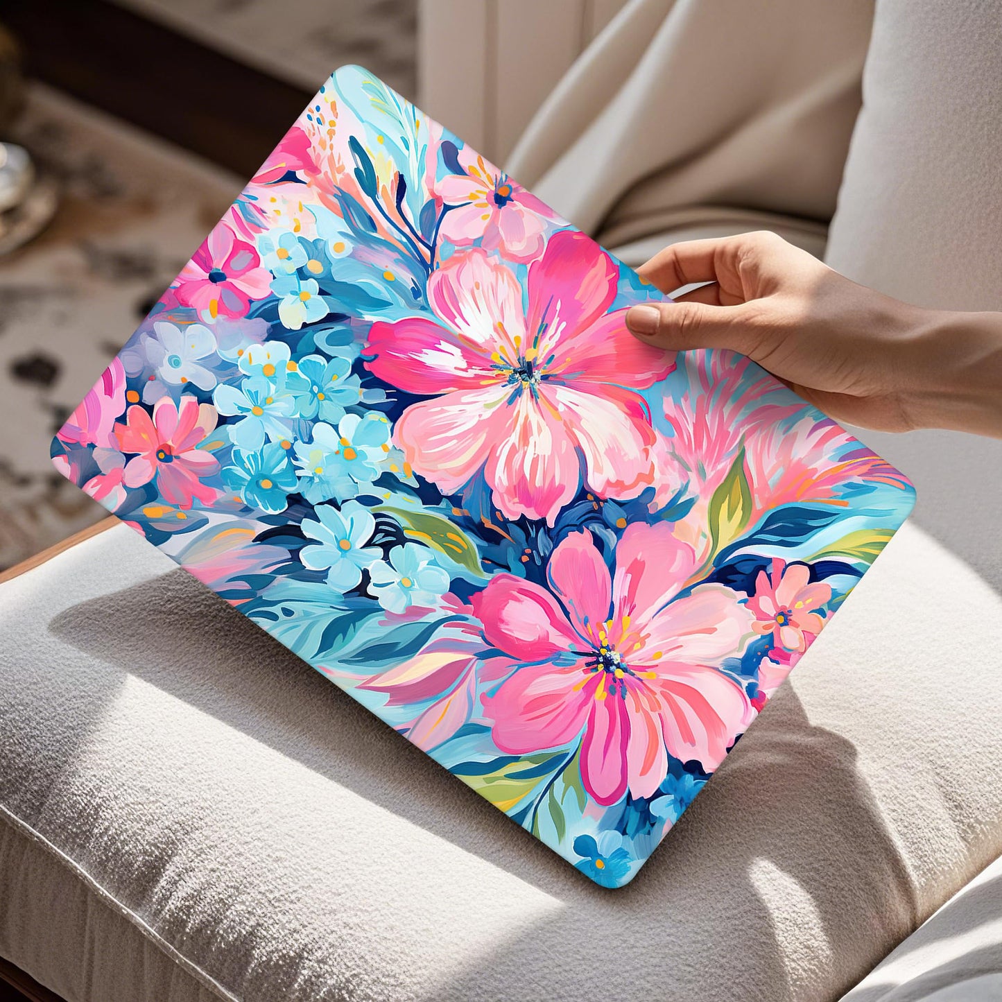 Mektron Case for 2026 MacBook Air 15 INCH M5 A3448 Compatible with M4 A3241 /M3 A3114 /M2 A2941 Printed Plastic Hard Shell Cover with 15.3" Liquid Retina Display Touch ID- Hand-Painted Flowers