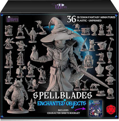 Spellblades & Enchanted Objects for DND Miniatures 28mm-32mm Player-Characters, NPC Bulk D&D Minis Unpainted Dungeons & Dragons Figures Accessories for Fantasy Tabletop RPG DND Pathfinder
