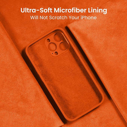 FireNova Designed for iPhone 15 Pro Max Case, Silicone Upgraded [Camera Protection] Phone Case with [2 Screen Protectors], Soft Anti-Scratch Microfiber Lining Inside, 6.7 inch, Neon Orange