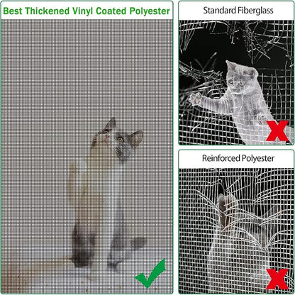 QWR Pet Proof Window Screens and Screen Door Replacement Kit, 59"x106" Durable High Hardness Vinyl Coated Polyester-Like Screen Repair Kit for Sliding Screen Door,Patio and Windows.(Folded Package)