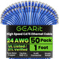 GEARit Cat6 Patch Cables Cat 6 Ethernet Cable 2 ft 50-Pack Black