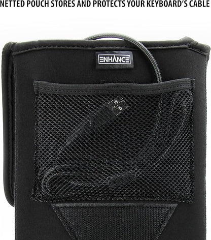 ENHANCE Keyboard Sleeve Travel Case for Full-Size Mechanical and Standard Gaming Keyboards up to 18 Inches with Rugged Neoprene Construction, Zipper Mouse Storage and Cable Storage Pouch