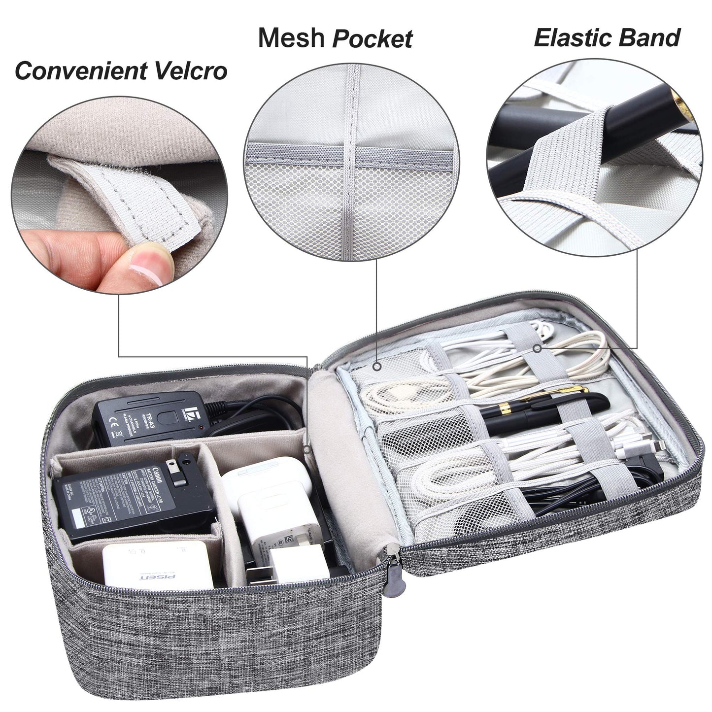 SELLYFELLY Electronics Organizer Travel Universal Cable Organizer Bag Waterproof Electronics Accessories Storage Cases for Cable, Charger, Phone, USB, SD Card, Hard Drives, Power Bank, Cords