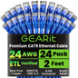 GEARit 24-Pack, Cat5e Ethernet Patch Cable 5 Feet - Snagless RJ45 Computer LAN Network Cord, Blue
