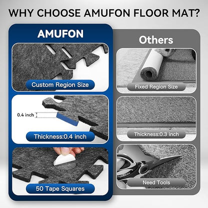 20 Pcs Sound Absorbing Interlocking Floor Mats Pads, 11" x 11" x 0.4"sound absorbing rug, Non-Slip Anti Vibration Sound Proof Puzzle Felt Padding, High Density Piano Carpet Drum Rug for Music Studio