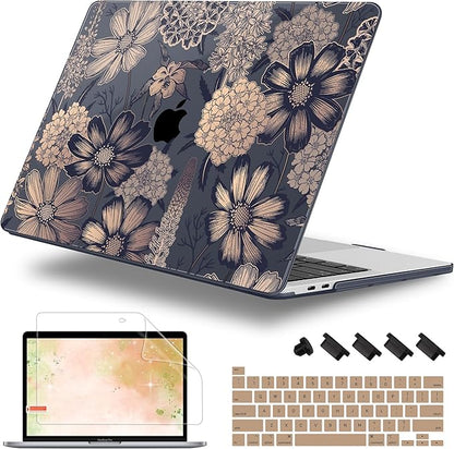 Case for MacBook Pro 13 inch with/Without Touch Bar (2016-2022, M2 A2338 M1 A2289 A2251 A2159 A1989 A1706 A1708), Hard Shell + Keyboard Cover + Dust Plug - Spring Floral