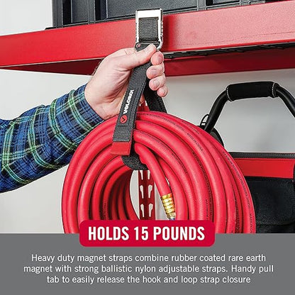 VELCRO Brand Heavy Duty Magnetic Storage Strap, Holds 15lbs, For Metal Surfaces such as Cabinets, Tool Boxes, Refrigerators and Shelves. Hang Tools, Extension Cords, Hoses, Large 24in x 1.25in