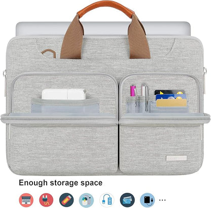 Lacdo 360° Protective Laptop Shoulder Bag, 16 inch Laptop Bag for 16 inch New MacBook Pro M4/M3/M2 /M1 Pro Max A3403 A3186 A2991 A2780 A2485 2024-2019, 15" Surface Laptop 7th Copilot+PC Computer, Gray