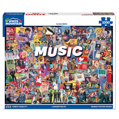 White Mountain 1000 Piece Jigsaw Puzzle Rock Pop Legends Collage, Music