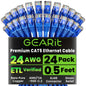 GEARit 24-Pack, Cat5e Ethernet Patch Cable 5 Feet - Snagless RJ45 Computer LAN Network Cord, Blue
