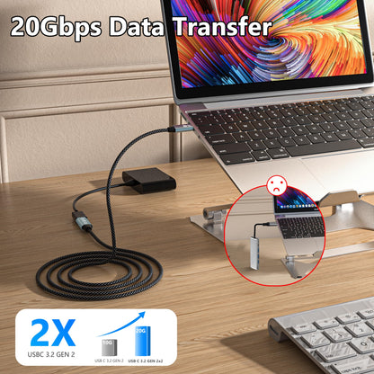 HOTUTUKI USB C Extension Cable 16.5FT, 20Gbps/100W USB3.2 Type C Extender Cord, 4K@60Hz Video Output Nylon Braided USB C Male to Female Extension Charging Cable Compatibility with Thunderbolt 4/3