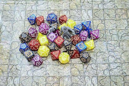 SmartDealsPro Retro Polyhedral Dice Sets with Pouches for D&D DND RPG MTG Dungeon and Dragons Table Board Roll Playing Games D4 D6 D8 D10 D% D12 D20