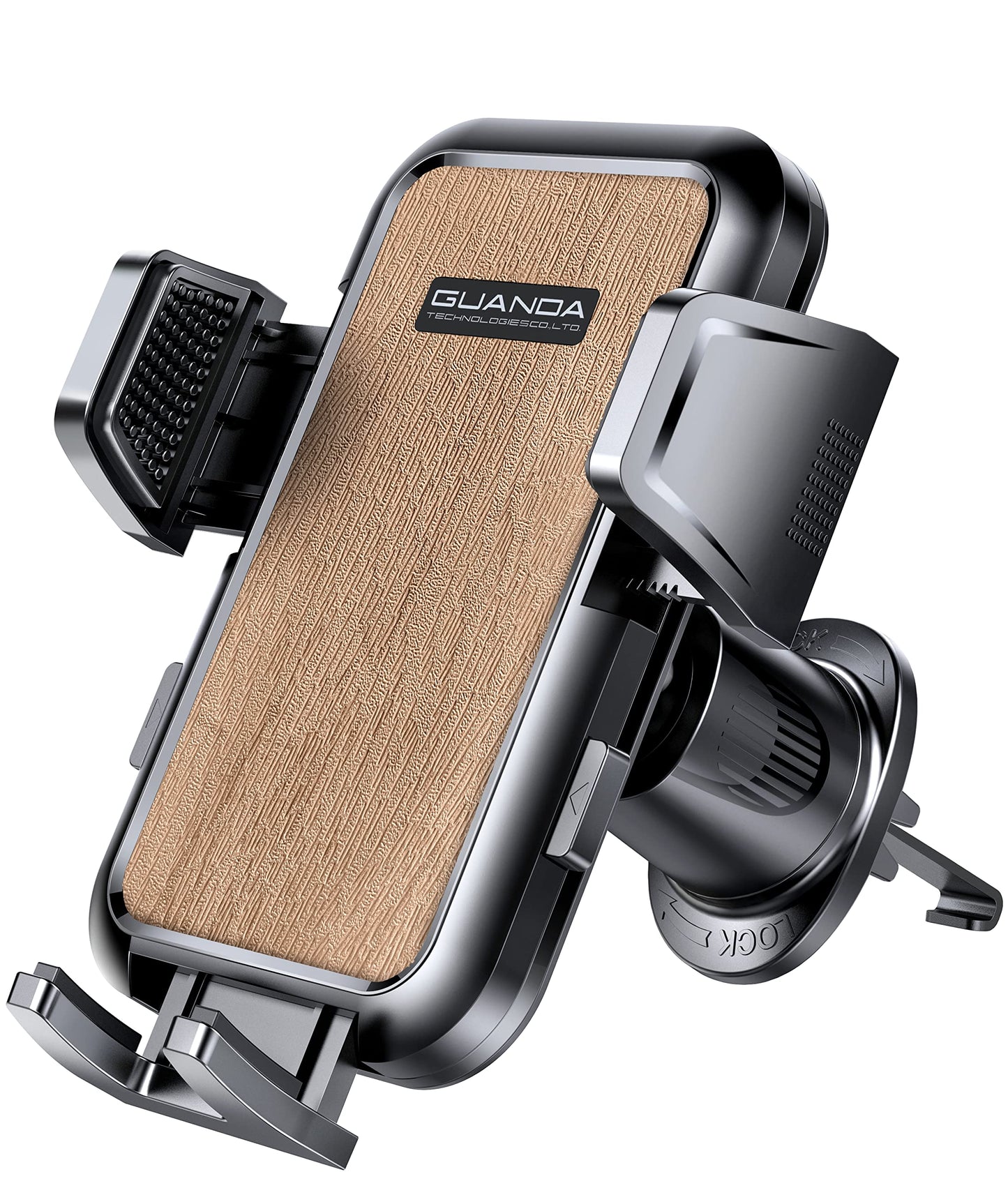 Air Vent Car Phone Holder, Adjustable Wide Clamp, Metal Hook, Anti-Shake
