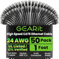 GearIT Cat 6 Ethernet Cable Pack - 50-Pack 1 ft Cat6 Ethernet Patch Cables | RJ45 Network Patch Cable, 10 Gbps Snagless Gold-Plated Connectors - Ethernet Cable Cat 6 for PC, TV, Router - Black