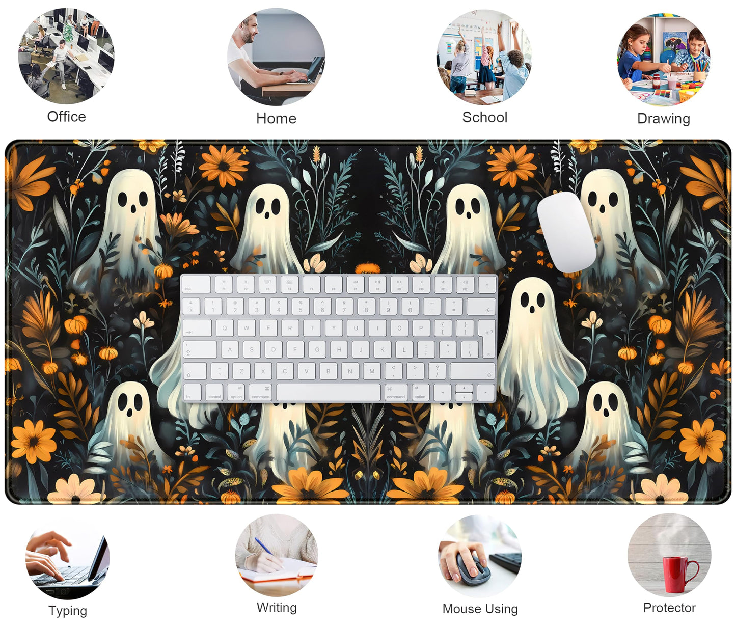 Retro Gothic Kawaii Desk Mat Cute Dark Academia Desk Pad Large Floral Mouse Pad XXL Gaming Mousepad, Laptop Computer Keyboard Mouse Mat, Deskmat Office Decor Accessories for Women, 31.5x15.75 in