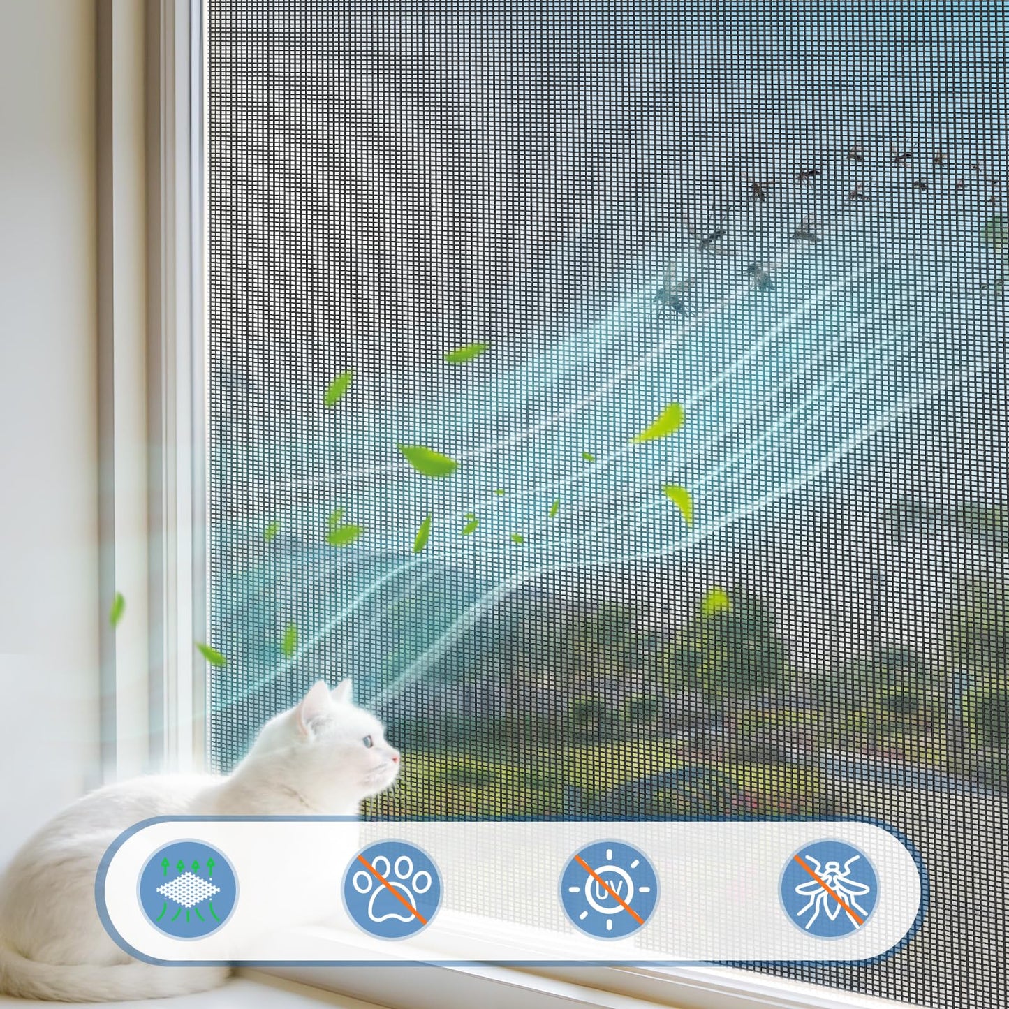 MAGZO Heavy-Duty Window Screen Mesh, Screen Replacement for Windows & Doors, 48"W x 99"L