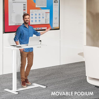FLEXISPOT Mobile Standing Desk with Wheels Pneumatic Laptop Desk Rolling Computer Cart Movable Height Adjustable Small Sit Stand Desk Computer Workstations Home Use（27.6" W x 15.7" D,White