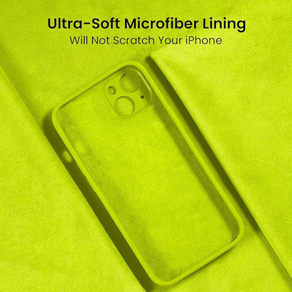 FireNova Designed for iPhone 14 Case, Silicone Upgraded [Camera Protection] Phone Case with [2 Screen Protectors], Soft Anti-Scratch Microfiber Lining Inside, 6.1 inch, Fluorescent Green