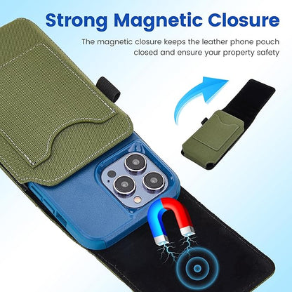 BECPLT Nylon Holster Compatible with Galaxy S25 Ultra S24/S23/S22/S21/S20 Ultra A17 A16 Motorola Moto G56 G Power Cell Phone Belt Holder for Men - Green