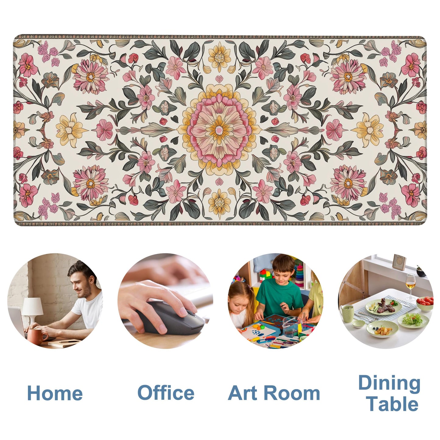 NITAHHHY Elegant Carpet Gaming Mouse Pad 3mm Thick Stitched Edge Waterproof Non-Slip Large Computer Keyboard Mouse Mat,Suitable for Office Entertainment Decorative Desk Pad 35.4 x 15.7 Inches