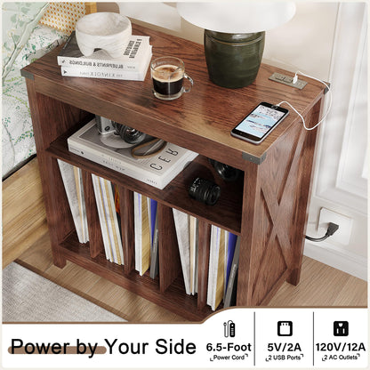 ChooChoo Large Record Player Stand with Charging Station & LED Light